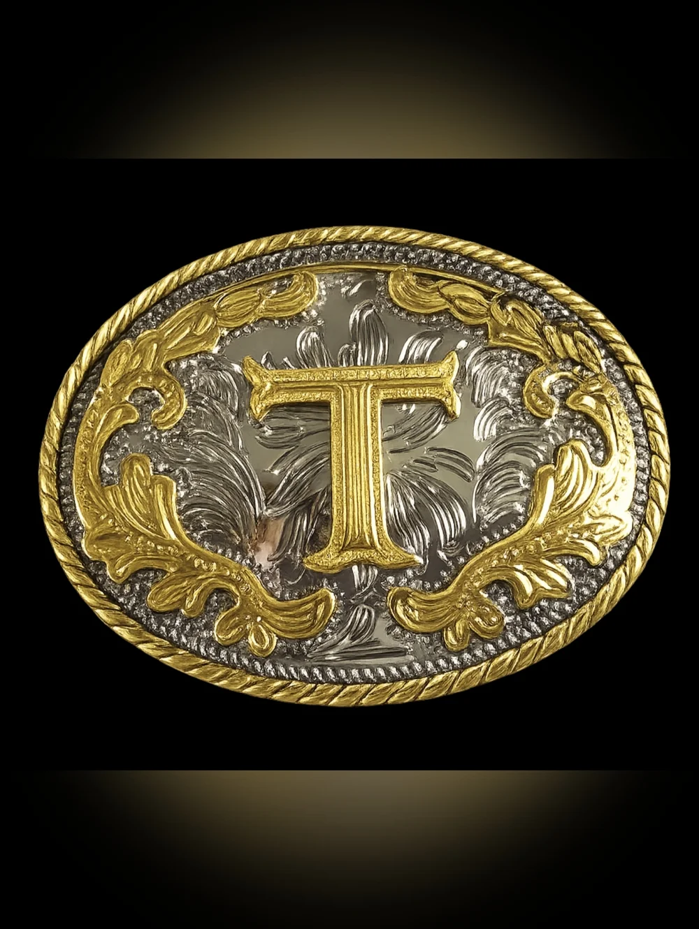Western Monogram “T” Belt Buckle Gold Silver Tone Cowboy Initial Buckle T3MISB8E